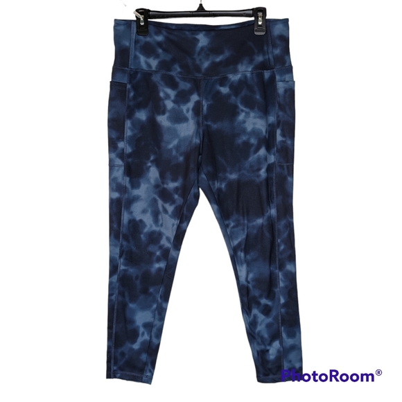 Danskin Leggings Womens Sz XL (16) Blue Super Soft Side Pockets Moisture Wicking - Picture 5 of 15